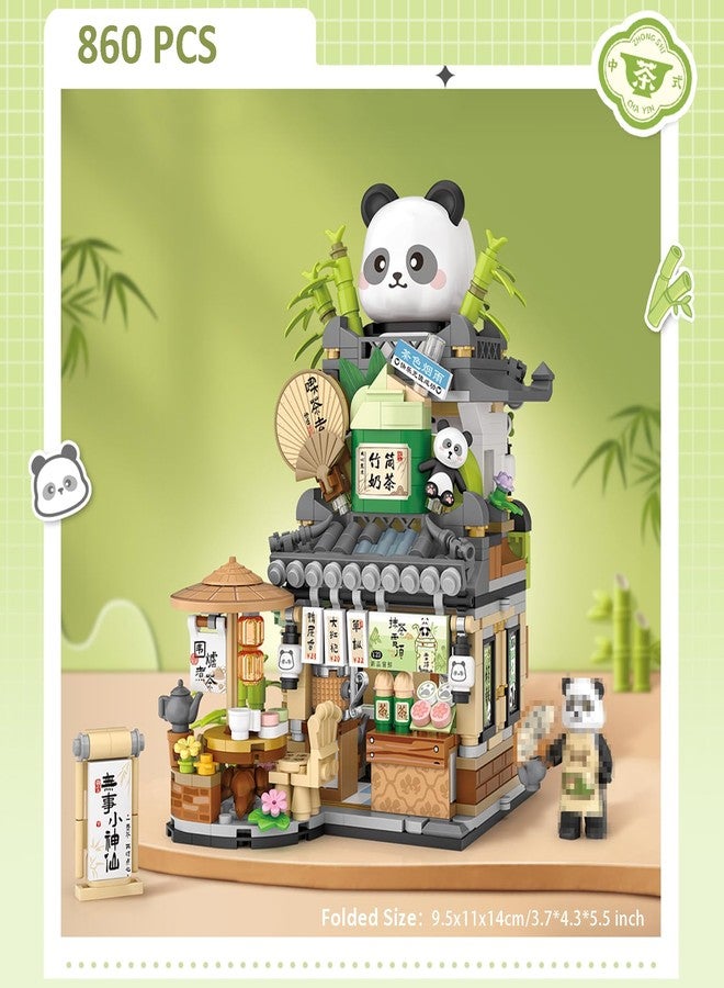 MEIEST Mini City Shop Street View Building Blocks Model Set,Simulation Animals Architecture Collection Particle Construction Building Bricks Toy,Home Decoration (Panda Tea House) - Image 4